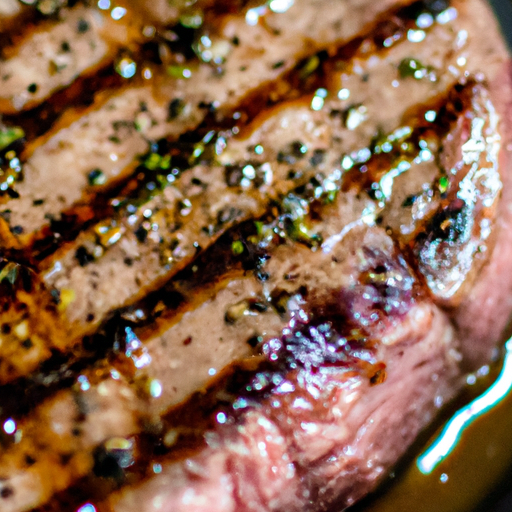 A perfectly cooked steak drizzled with a glossy balsamic glaze